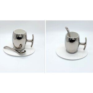 Set of 2 Silver Espresso Cups by Doulton